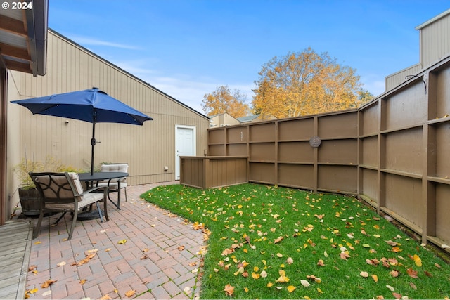 view of yard with a patio area