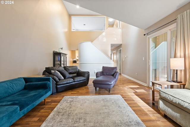 living room with hardwood / wood-style floors