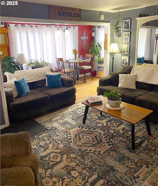 living room with hardwood / wood-style floors