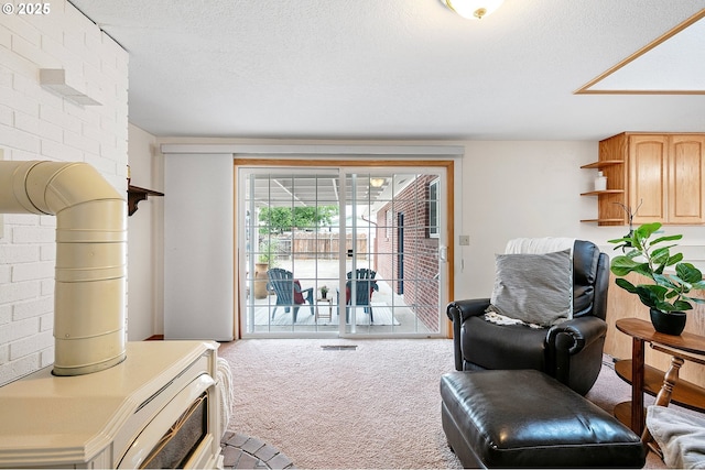 970 Kalmia St, Junction City, OR 97448 - living area featuring carpet floors and a textured ceiling