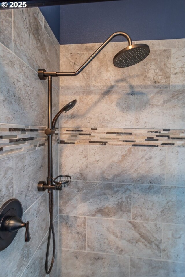 bathroom with vanity, tasteful backsplash, a shower with shower door, and wood-type flooring