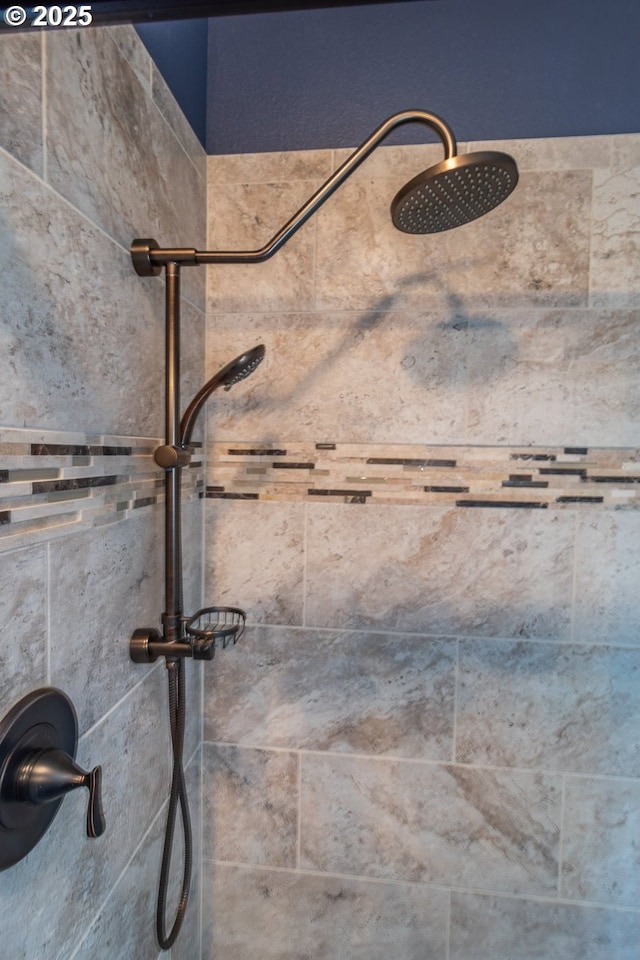 interior details featuring tiled shower