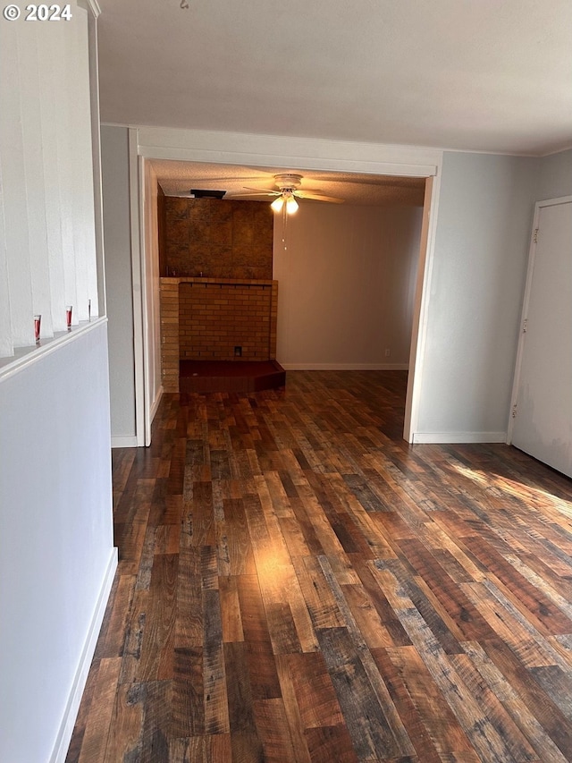 1106 N Myrtle Rd, Myrtle Creek, OR 97457 - unfurnished living room featuring ceiling fan and hardwood / wood-style flooring