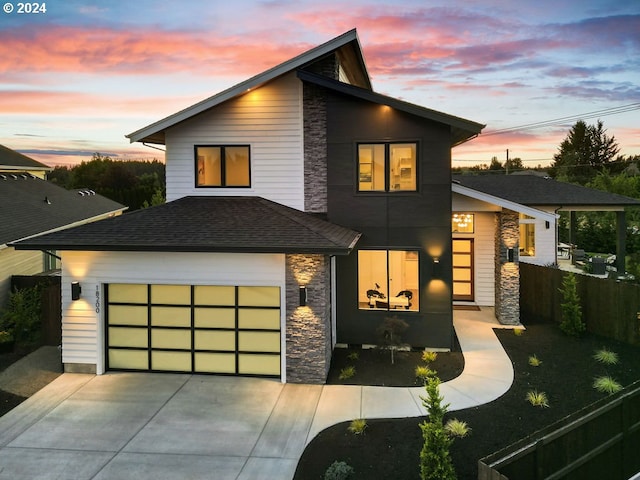 contemporary house with a garage