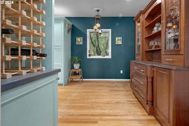 interior space with light hardwood / wood-style floors