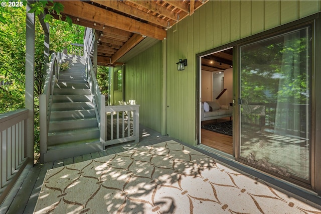 exterior space featuring stairs