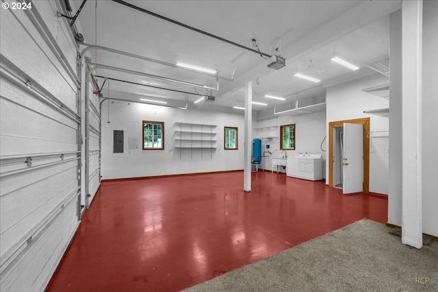 garage with sink and electric panel