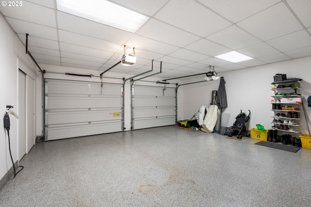 garage with a garage door opener