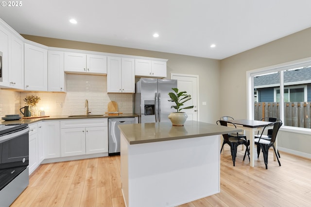 kitchen featuring sink, white cabinetry, and stainless steel appliances