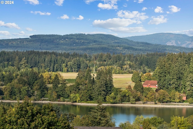 mountain view with a water view