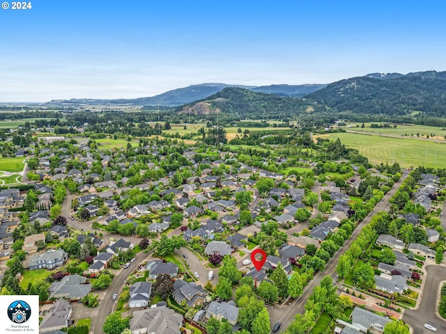 bird's eye view with a mountain view