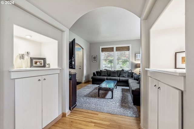 living room featuring light wood-type flooring