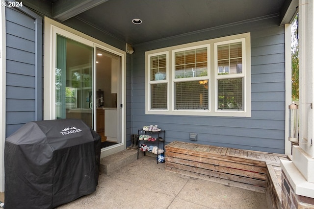 view of patio with area for grilling