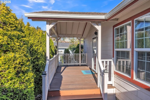 deck with covered porch