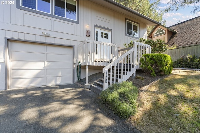 entrance to property with a garage