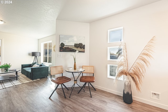 sitting room featuring a healthy amount of sunlight and hardwood / wood-style flooring