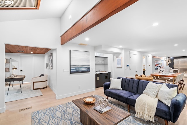 living room with light wood-type flooring