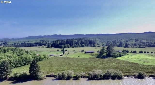 mountain view featuring a forest view and a rural view