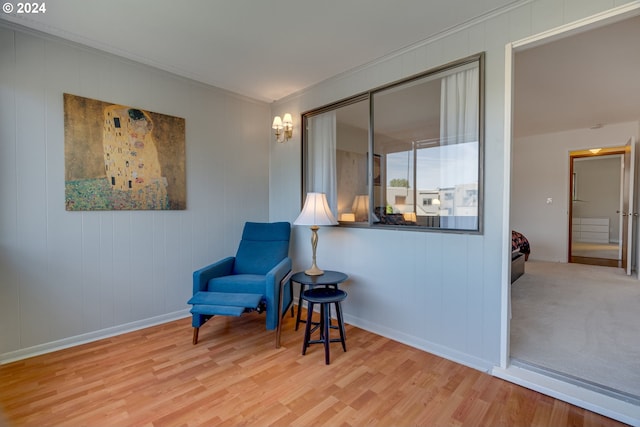 living area featuring light hardwood / wood-style flooring