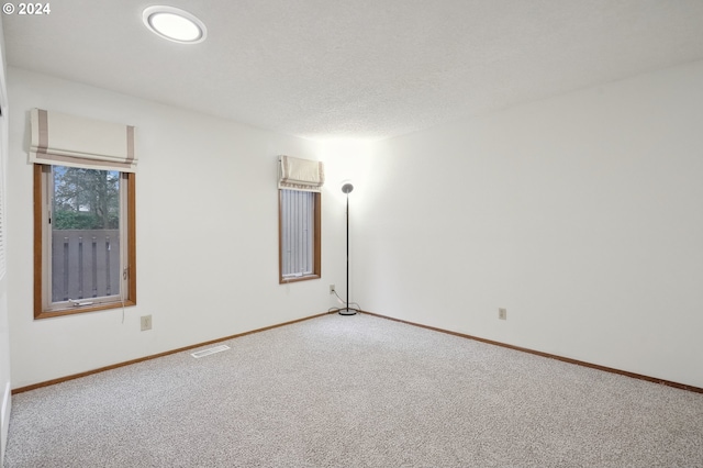 spare room with carpet flooring and a textured ceiling