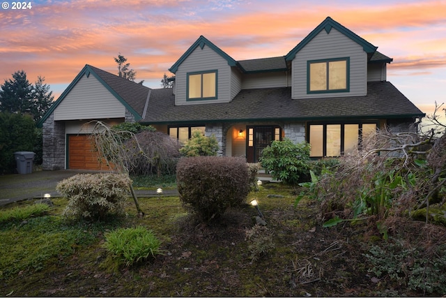 view of front of house with a garage