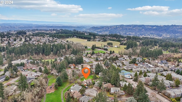 bird's eye view with a mountain view