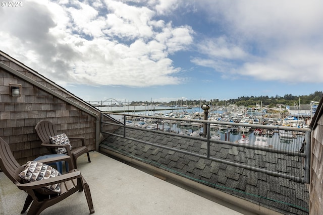 balcony with a water view