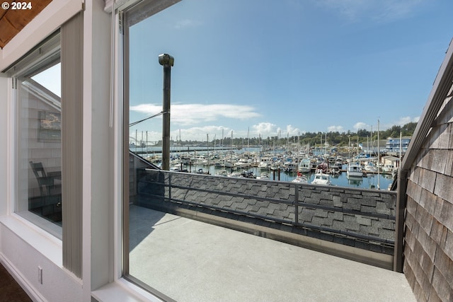 balcony with a water view