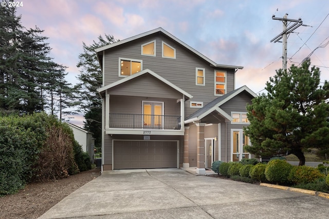 view of front of house with a garage