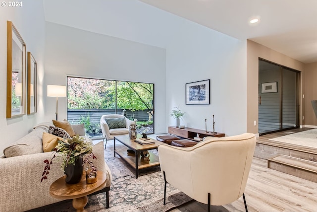 living room featuring light hardwood / wood-style flooring