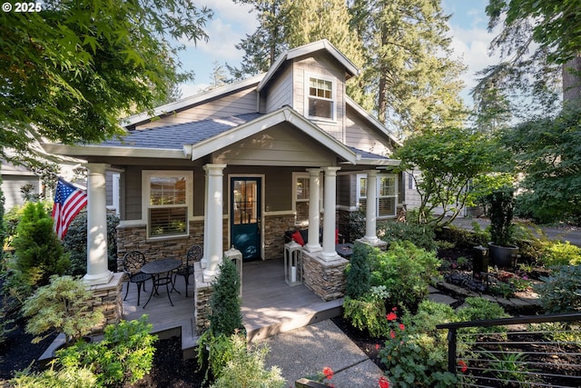 craftsman inspired home with covered porch