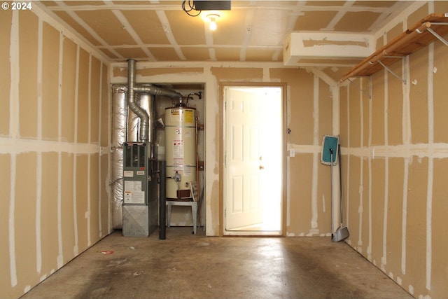 basement featuring water heater