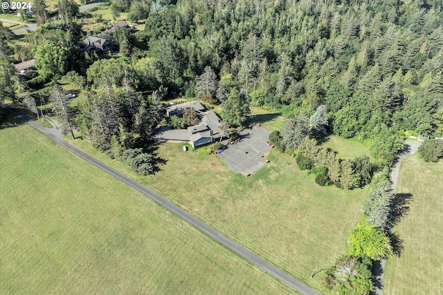 birds eye view of property featuring a rural view