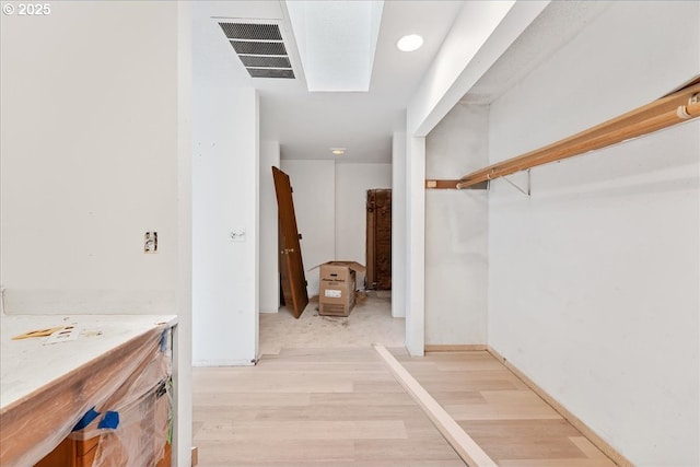 interior space with light hardwood / wood-style floors