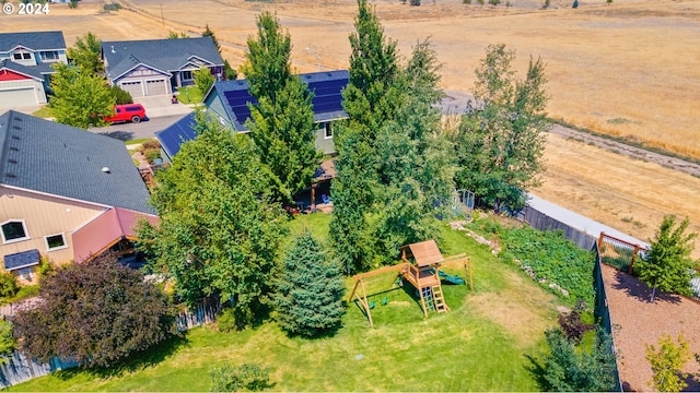 aerial view featuring a rural view