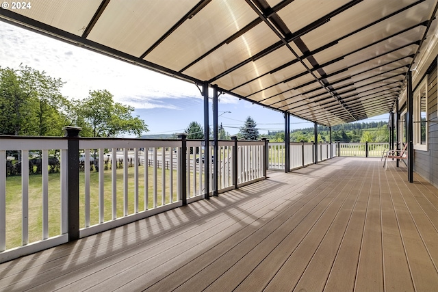 deck featuring a lawn