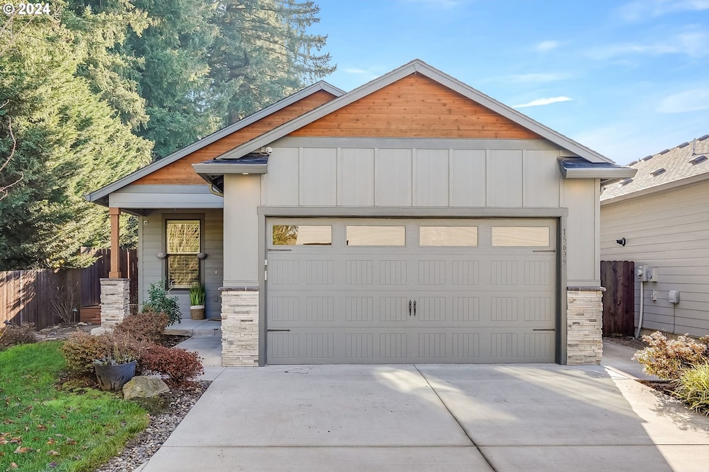 view of front of property with a garage