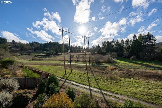 view of yard with a rural view