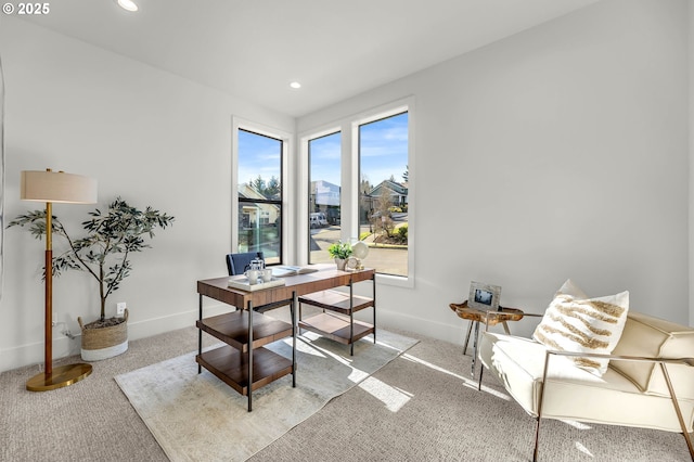 office space with light carpet and plenty of natural light