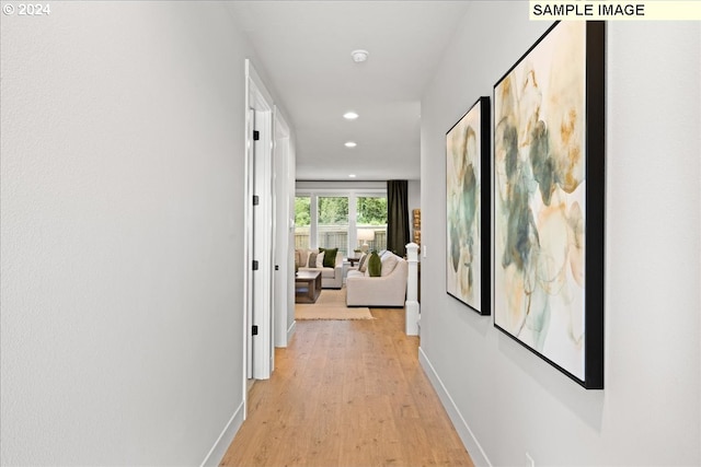 hall featuring light wood-type flooring