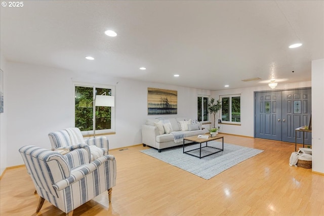 living room featuring light hardwood / wood-style flooring