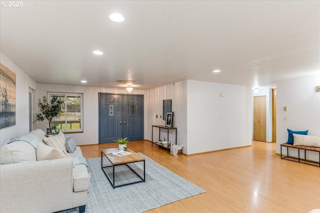 living room featuring light wood-type flooring