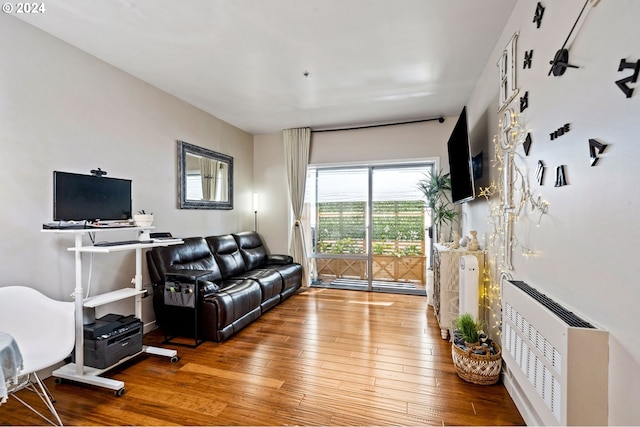 living room with hardwood / wood-style flooring