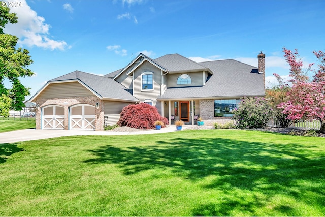 front of property featuring a garage and a front lawn