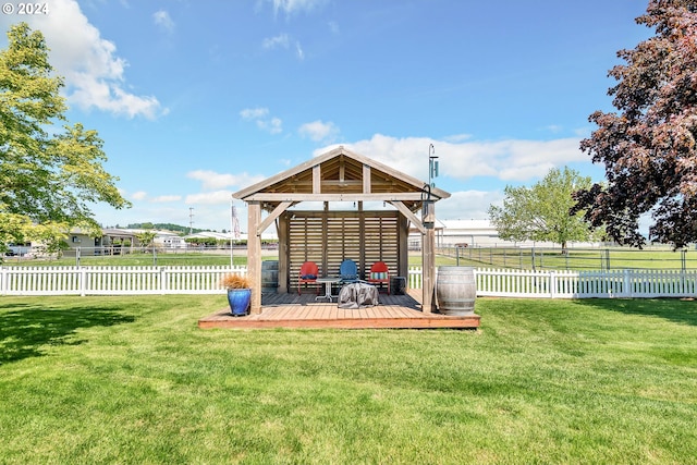 view of shed / structure with a gazebo and a yard