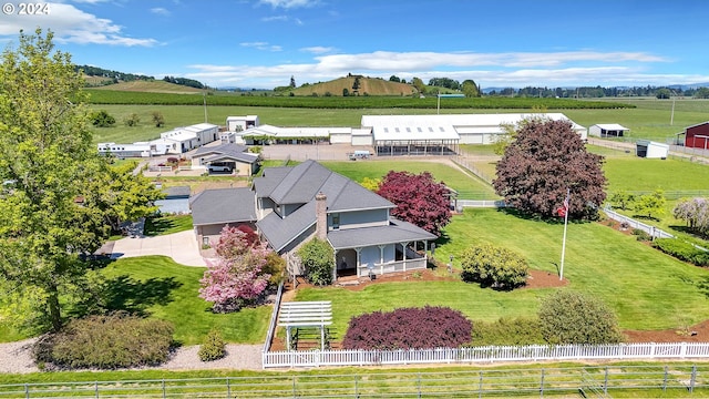 drone / aerial view with a rural view