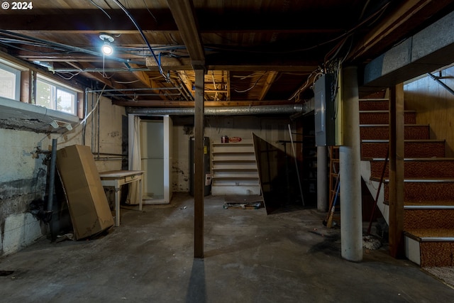 basement with water heater