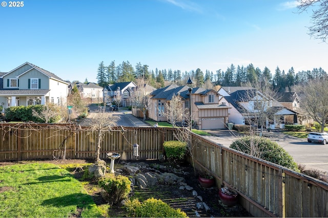 view of yard with a garage