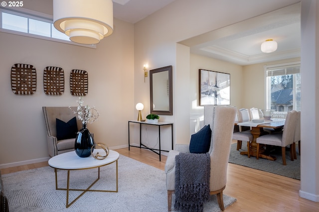 sitting room featuring light hardwood / wood-style floors