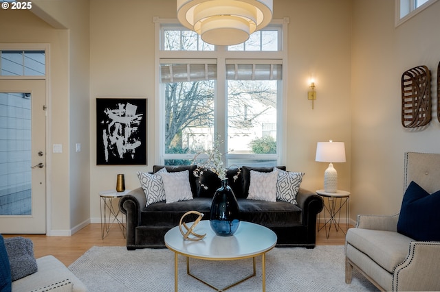 living room with light wood-type flooring